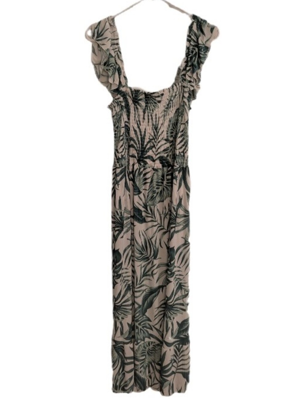 ๐ Seven Islands Green & White Ruffle Sleeve Tropical Print Maxi Dress 2X